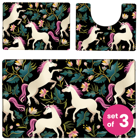 Floral Unicorns Anti-Slip Velvet Soft Kids Bathroom Mats