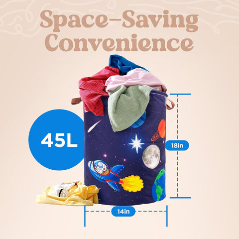 Dirt & Stain Resistant Waterproof Laundry Hamper, Space & Astronauts theme