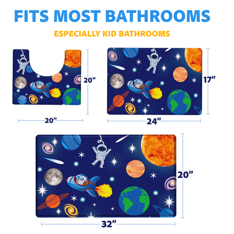 Space & Astronauts Anti-Slip Velvet Soft Kids Bathroom Mats