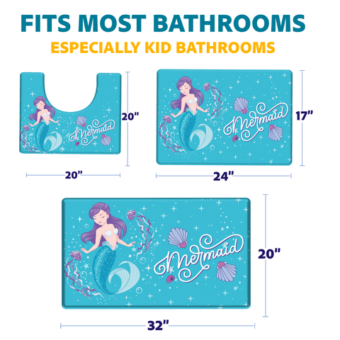 Magical Mermaids Anti-Slip Velvet Soft Kids Bathroom Mats