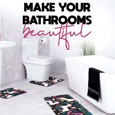 Floral Unicorns Anti-Slip Velvet Soft Kids Bathroom Mats