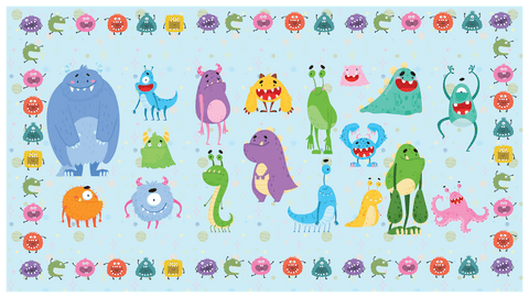 Organic Cotton Cute Monsters-Themed Kids Towel - 24x48 Inches, Ultra-Soft, Quick-Dry, Lightweight, and Sand-Free Bath & Beach Towel for Boys and Girls