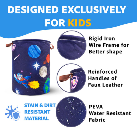 Dirt & Stain Resistant Waterproof Laundry Hamper, Space & Astronauts theme