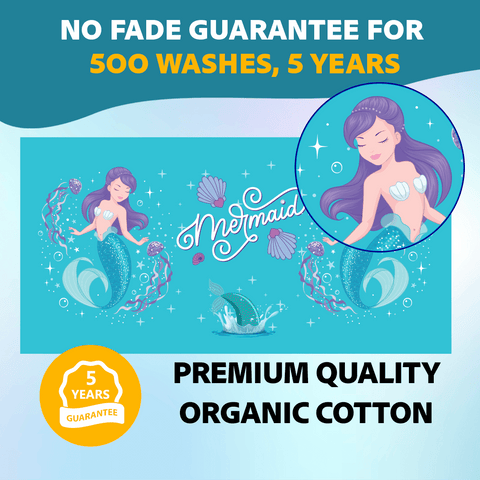 100% Organic Cotton, Super Soft Kids Bath Towel, Magical Mermaids theme