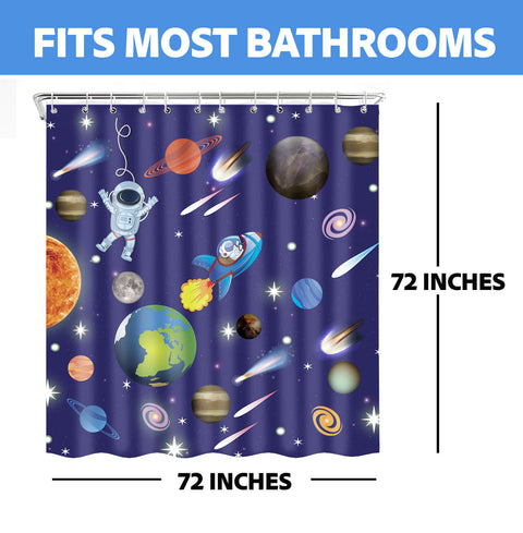 Waterproof, Dirt Resistant Shower Curtain, Space & Astronauts theme