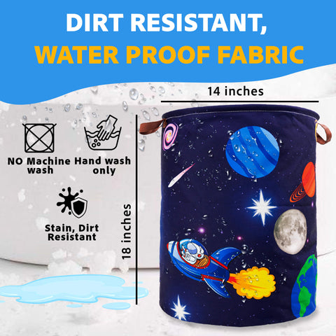 Dirt & Stain Resistant Waterproof Laundry Hamper, Space & Astronauts theme