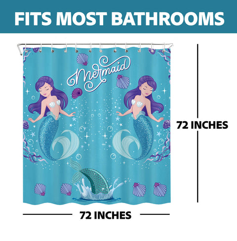 Waterproof, Dirt Resistant Shower Curtain, Magical Mermaids theme