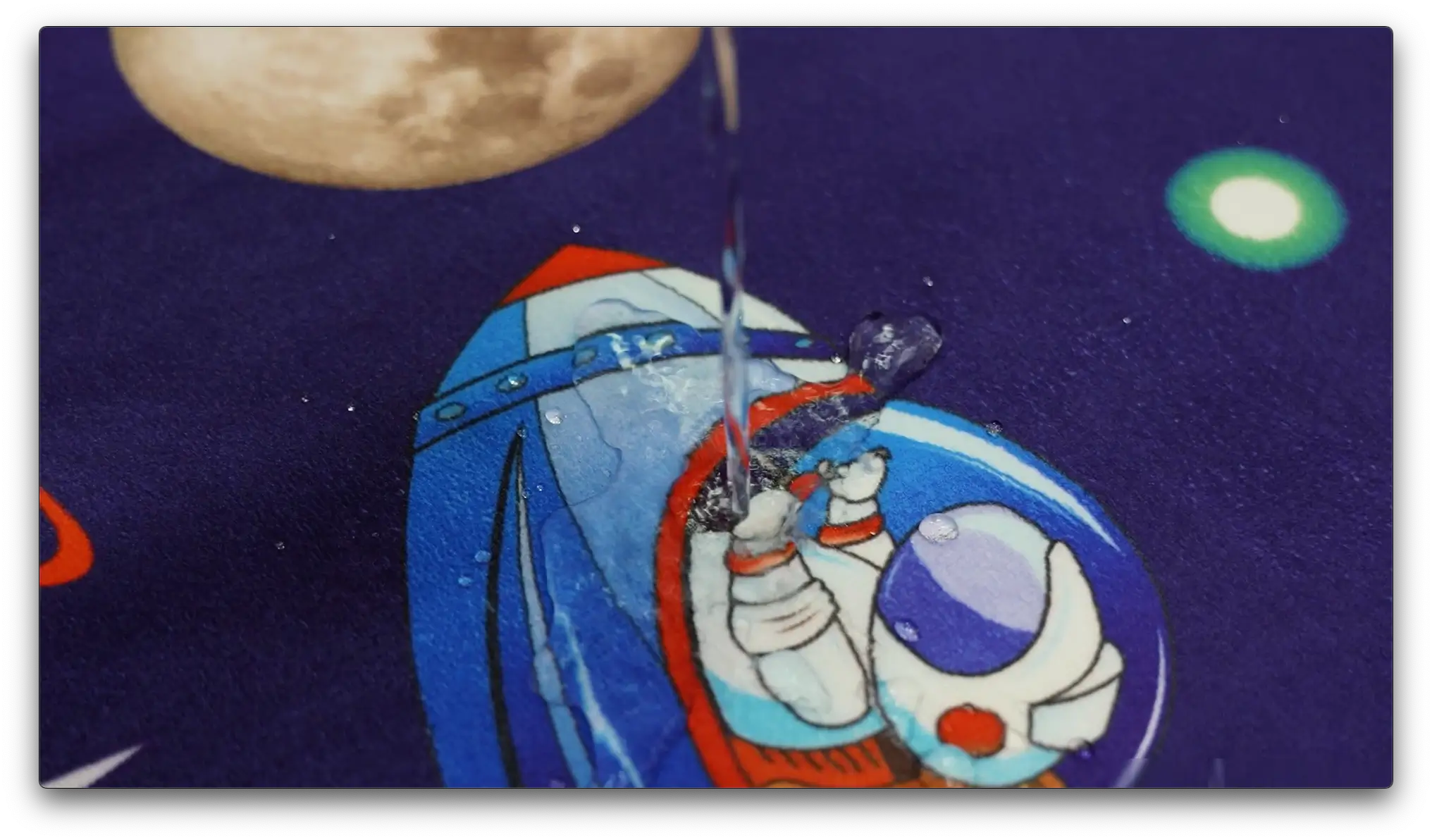 Khelo Space, Planets, Astronauts themed anti-slip kids bathroom rug with superior water absorption, fast drying, and a secure grip for safety.