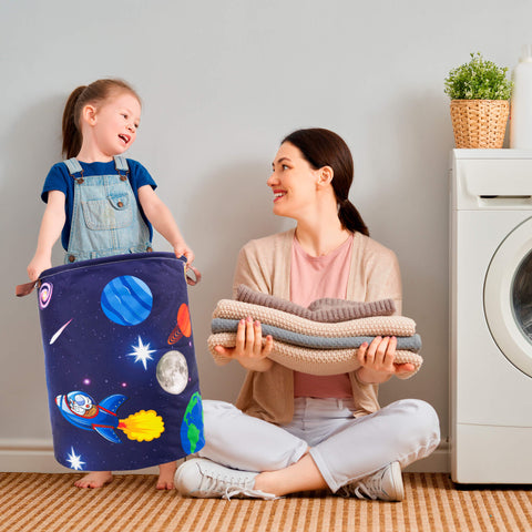 Dirt & Stain Resistant Waterproof Laundry Hamper, Space & Astronauts theme