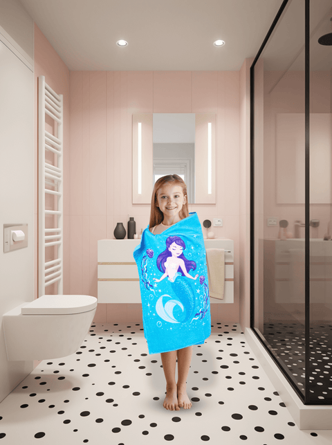 100% Organic Cotton, Super Soft Kids Bath Towel, Magical Mermaids theme