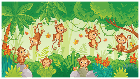 Organic Cotton Monkey Jungle-Themed Kids Towel - 24x48 Inches, Ultra-Soft, Quick-Dry, Lightweight, and Sand-Free Bath & Beach Towel for Boys and Girls