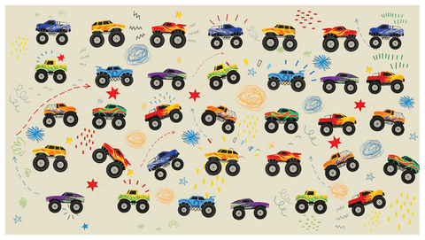 Organic Cotton Monster Trucks-Themed Kids Towel - 24x48 Inches, Ultra-Soft, Quick-Dry, Lightweight, and Sand-Free Bath & Beach Towel for Boys and Girls