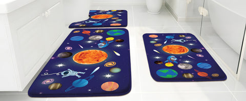 Space & Astronauts Anti-Slip Velvet Soft Kids Bathroom Mats