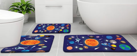 Space & Astronauts Anti-Slip Velvet Soft Kids Bathroom Mats