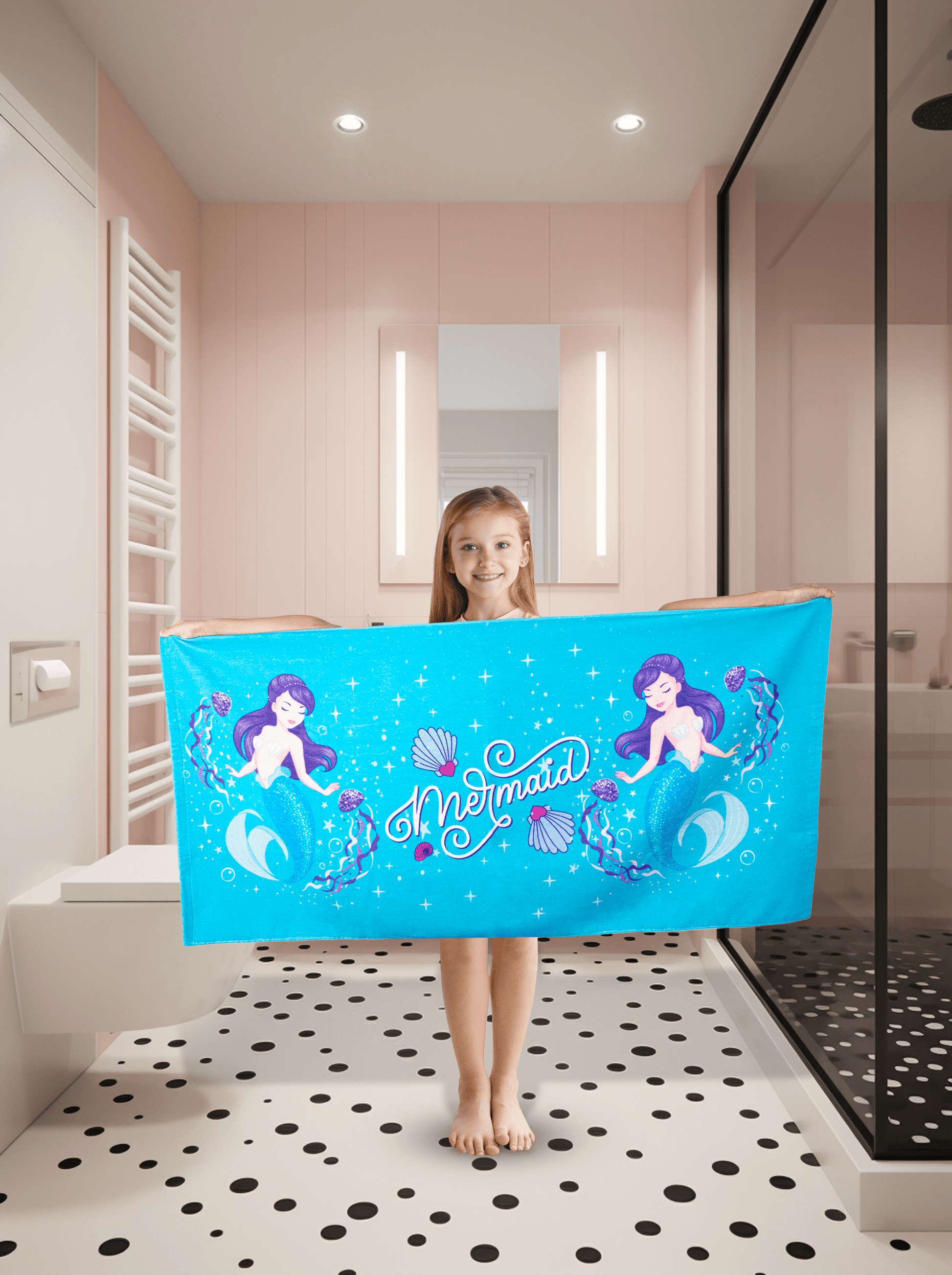 Khelo 100% Organic Cotton Kids Mermaid Towel provides a super-soft, luxurious feel while ensuring high absorbency and quick drying. Designed to be lightweight and easy to carry, this towel is perfect for bath time, beach days, or poolside lounging. The fun and vibrant mermaid theme add a touch of whimsy, making it a must-have for kids who love ocean-inspired designs.